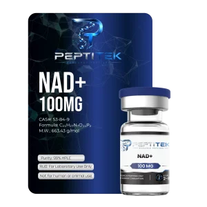 Peptitek Research NAD+ 100mg vial, 99% HPLC purity research compound